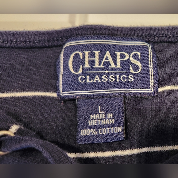 Chaps Classics Navy Striped Women's Top - Picture 2 of 6